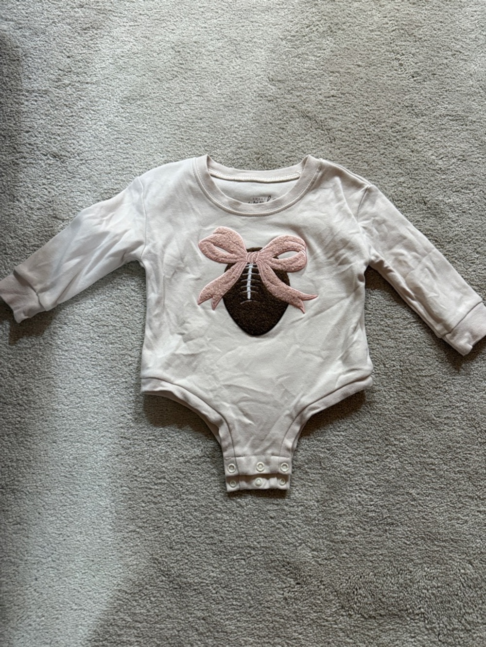 Girls' Pink Bow Football One-Piece Bodysuit